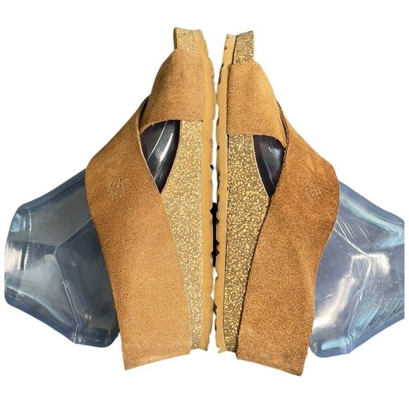 Yokono Brown Leather Strappy Suede Wedge Cadiz Sandals Womens Size 7.5 Cork - Picture 5 of 12